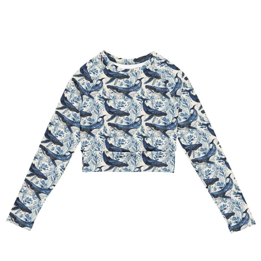 Salinity Swimwear Humpback Whale Song Long Sleeve Eco Cropped Rash Guard Cropped Rash Guard