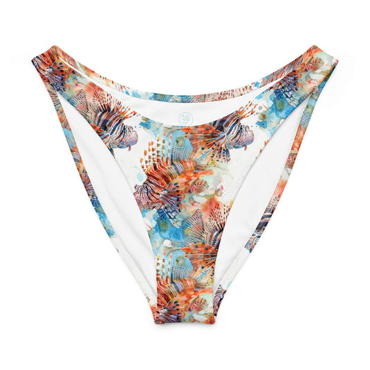 Salinity Swimwear Invasive Lionfish Eco High - Leg Cheeky Bikini Bottom Bikini Bottom