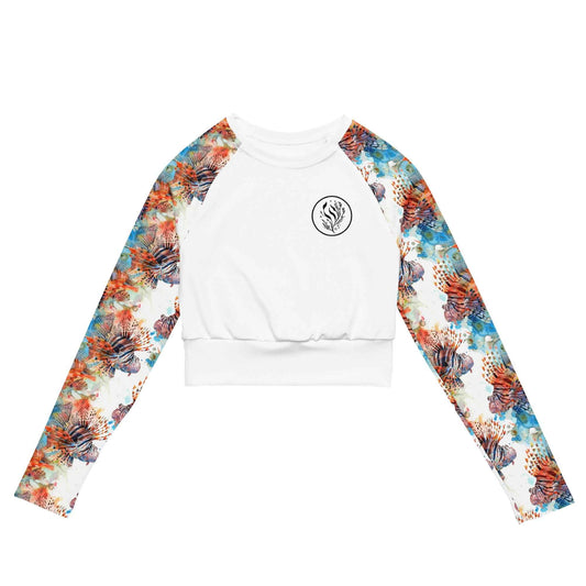 Salinity Swimwear Invasive Lionfish Long Sleeve Eco Cropped Rash Guard Solid Cropped Rash Guard