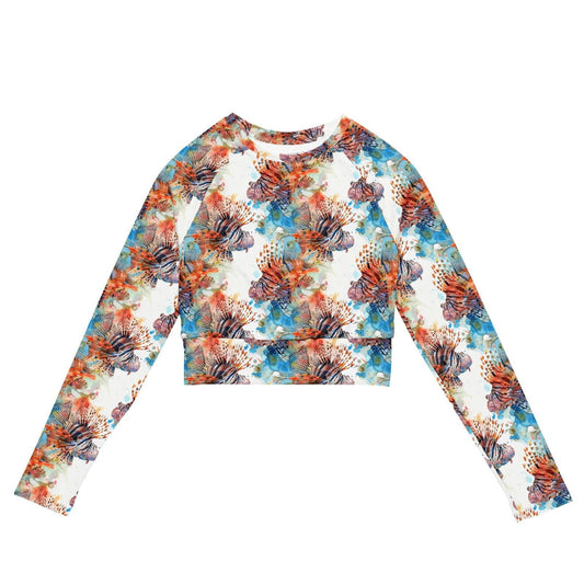 Salinity Swimwear Invasive Lionfish Long Sleeve Eco Cropped Rash Guard Cropped Rash Guard