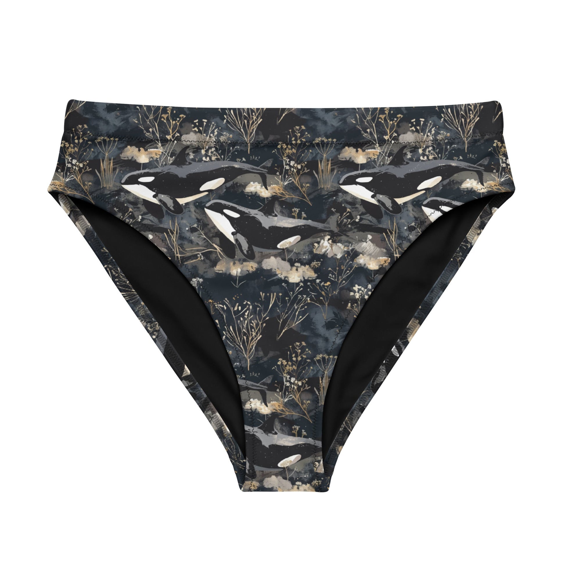 Midnight Orca Eco High-Waisted Bikini Bottom - Salinity Swimwear
