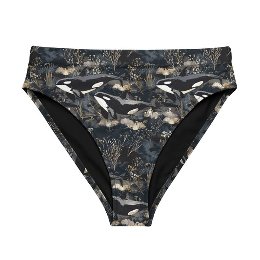 Midnight Orca Eco High-Waisted Bikini Bottom - Salinity Swimwear