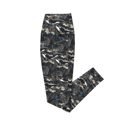 Midnight Orca Eco Swim Leggings With Pockets - Salinity Swimwear