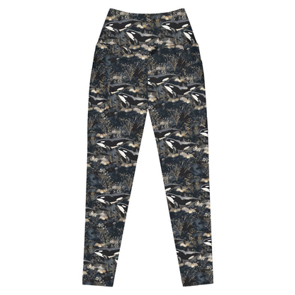 Midnight Orca Eco Swim Leggings With Pockets - Salinity Swimwear