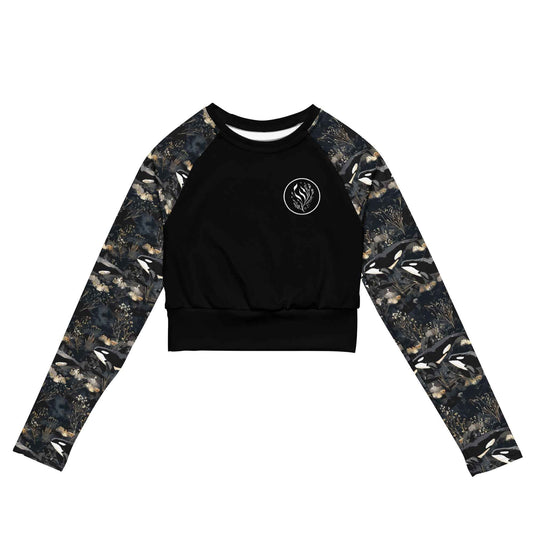 Salinity Swimwear Midnight Orca Long Sleeve Eco Cropped Rash Guard Solid Cropped Rash Guard