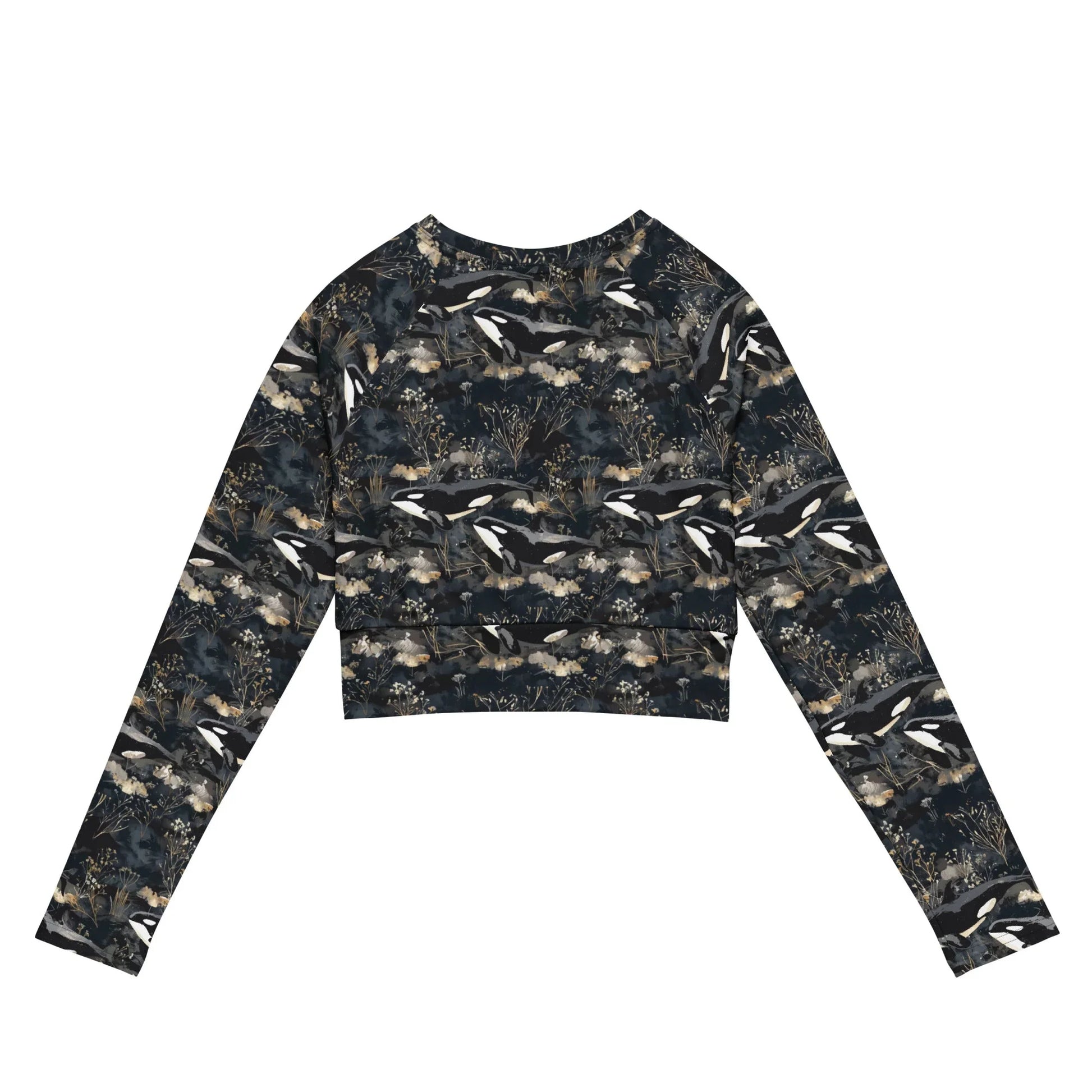 Midnight Orca Long Sleeve Eco Cropped Rash Guard - Salinity Swimwear