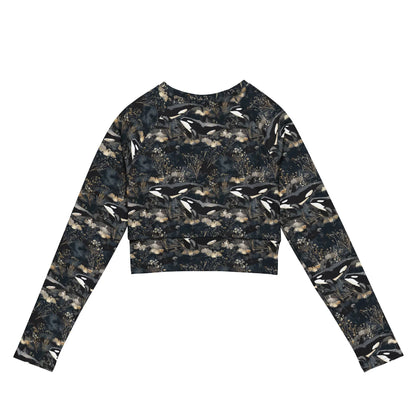 Midnight Orca Long Sleeve Eco Cropped Rash Guard - Salinity Swimwear