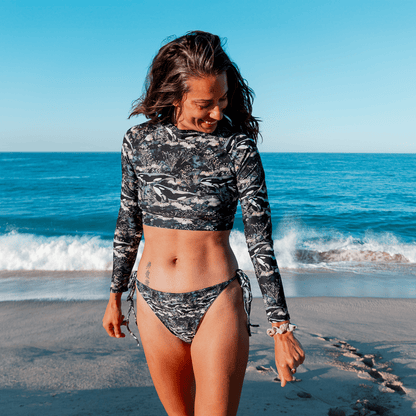 Midnight Orca Long Sleeve Eco Cropped Rash Guard - Salinity Swimwear