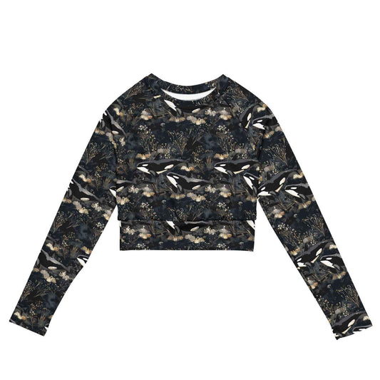 Salinity Swimwear Midnight Orca Long Sleeve Eco Cropped Rash Guard Cropped Rash Guard