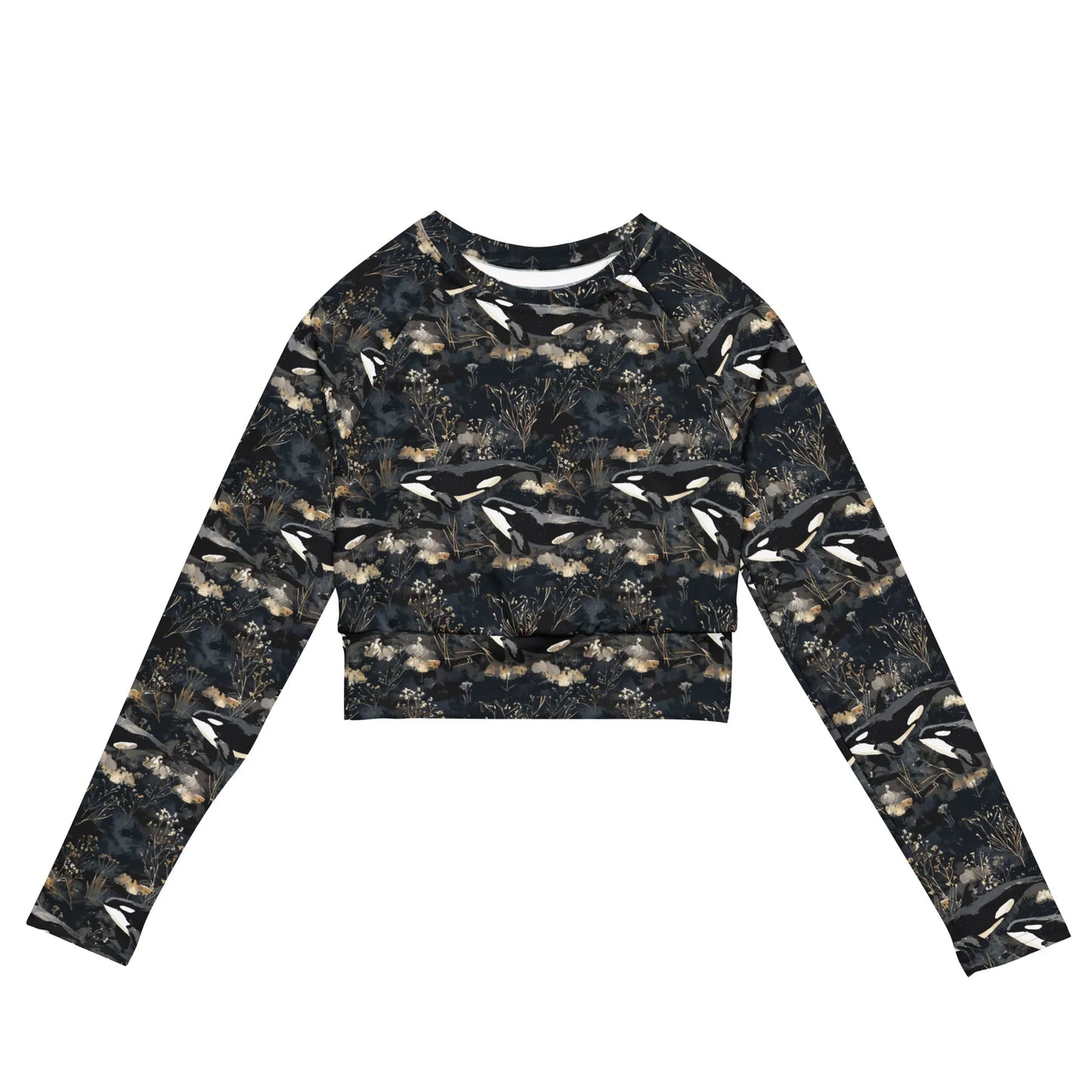 Midnight Orca Long Sleeve Eco Cropped Rash Guard - Salinity Swimwear