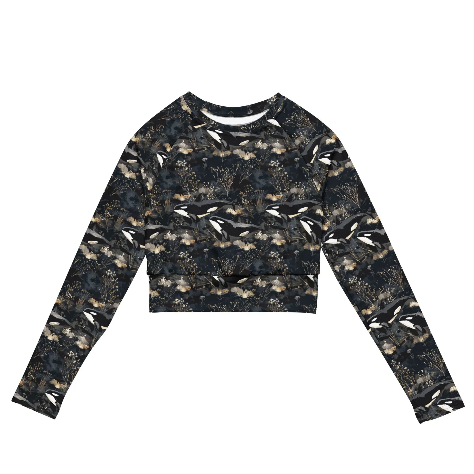 Midnight Orca Long Sleeve Eco Cropped Rash Guard - Salinity Swimwear