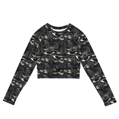 Midnight Orca Long Sleeve Eco Cropped Rash Guard - Salinity Swimwear