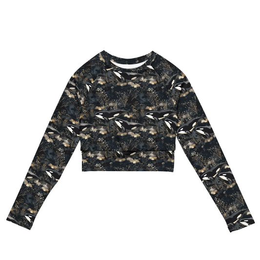 Salinity Swimwear Midnight Orca Long Sleeve Eco Cropped Rash Guard Cropped Rash Guard