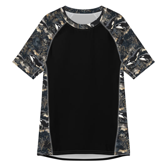Salinity Swimwear Midnight Orca Men’s Short Sleeve Swim Shirt Rash Guard