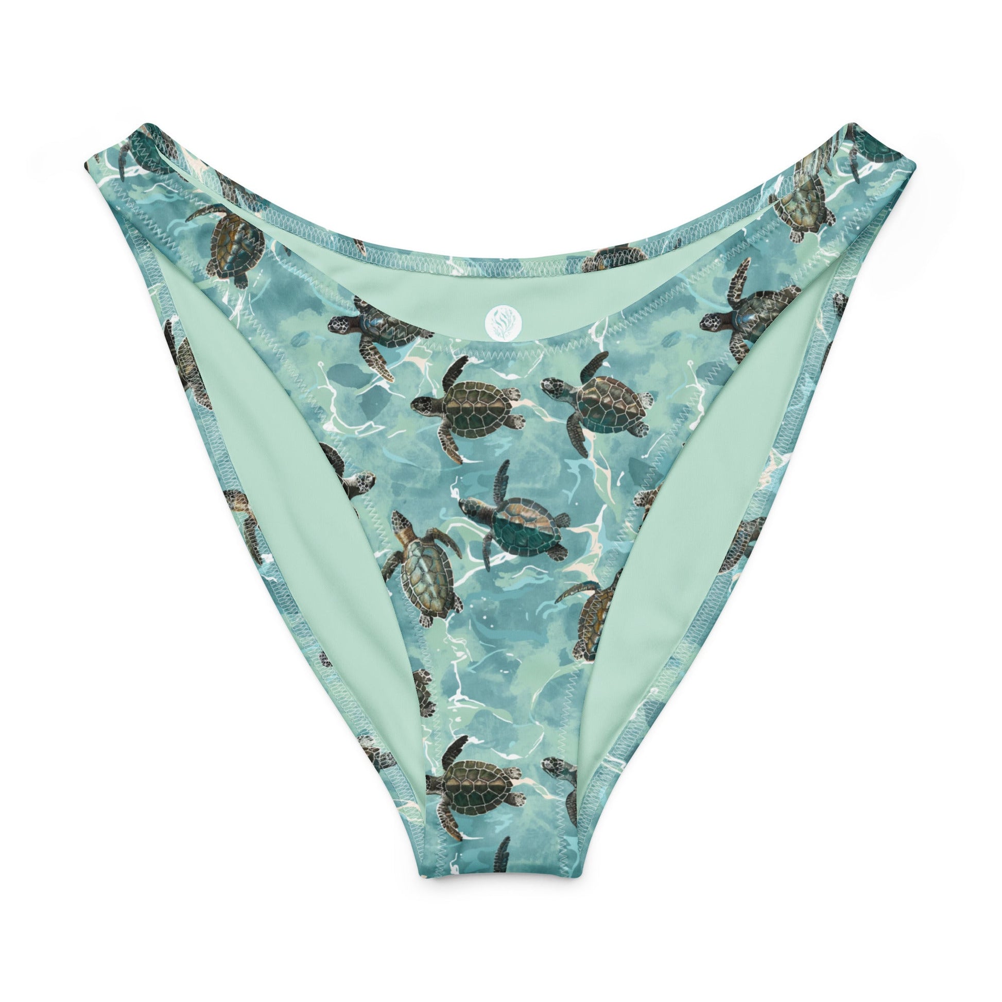 Salinity Swimwear Oceanic Sea Turtle Eco High - Leg Cheeky Bikini Bottom Bikini Bottom