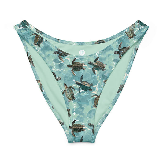 Salinity Swimwear Oceanic Sea Turtle Eco High - Leg Cheeky Bikini Bottom Bikini Bottom