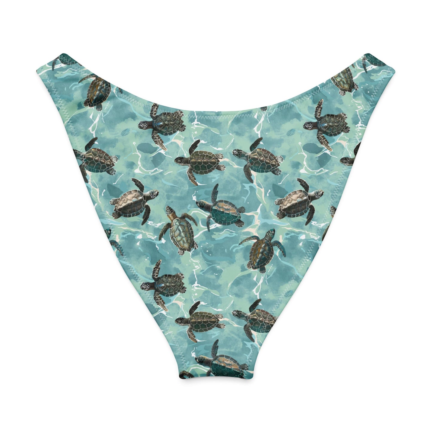 Salinity Swimwear Oceanic Sea Turtle Eco High - Leg Cheeky Bikini Bottom Bikini Bottom