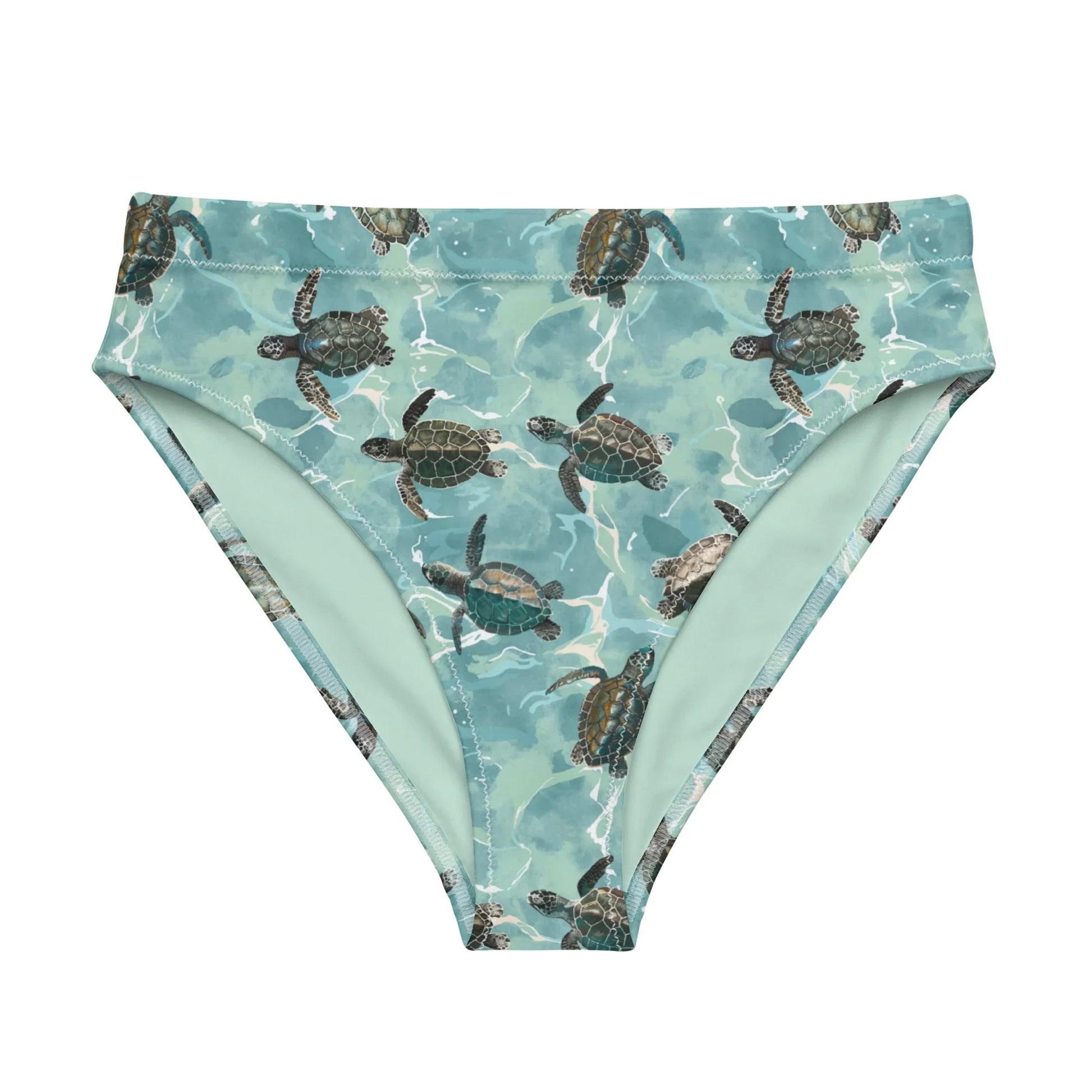 Oceanic Sea Turtle Eco High-Waisted Bikini Bottom - Salinity Swimwear