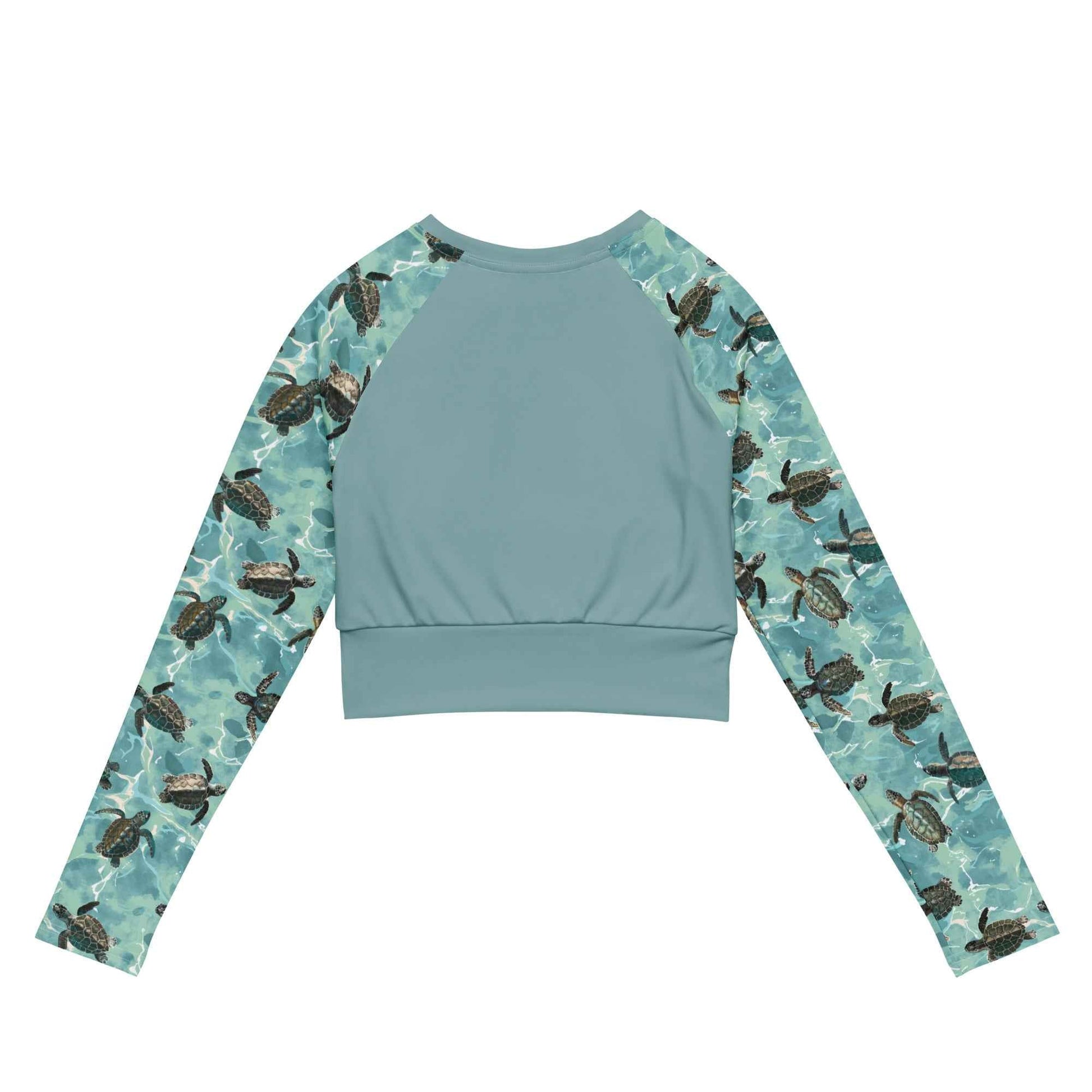 Salinity Swimwear Oceanic Sea Turtle Long Sleeve Eco Cropped Rash Guard Solid Cropped Rash Guard