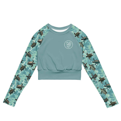Salinity Swimwear Oceanic Sea Turtle Long Sleeve Eco Cropped Rash Guard Solid Cropped Rash Guard