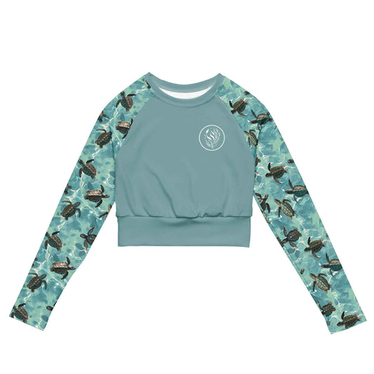 Salinity Swimwear Oceanic Sea Turtle Long Sleeve Eco Cropped Rash Guard Solid Cropped Rash Guard