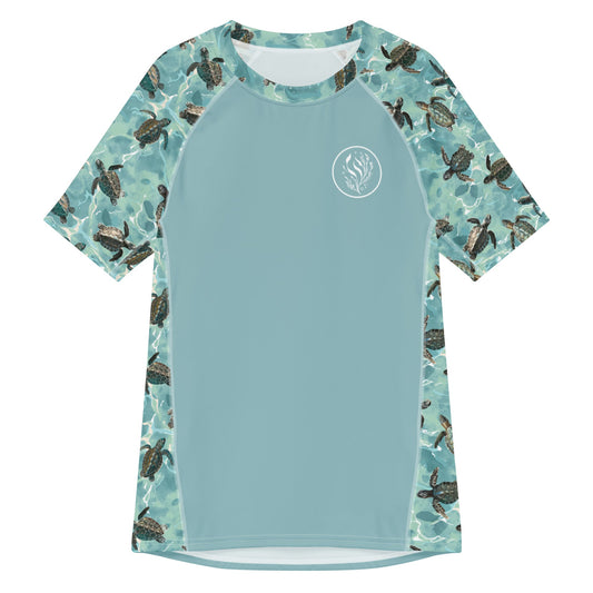 Salinity Swimwear Oceanic Sea Turtle Men’s Short Sleeve Swim Shirt Rash Guard
