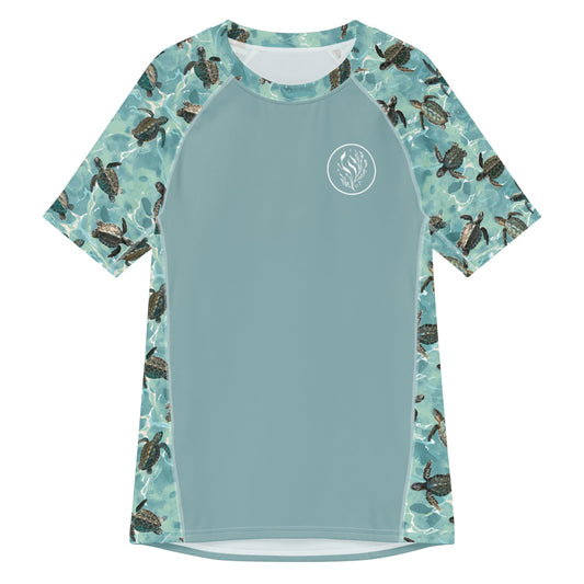 Salinity Swimwear Oceanic Sea Turtle Men’s Short Sleeve Swim Shirt Rash Guard