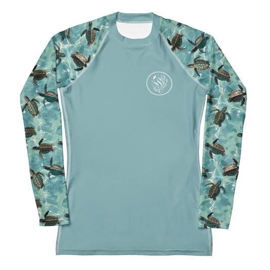 Salinity Swimwear Oceanic Sea Turtle Women's Rash Guard Solid Rash Guard