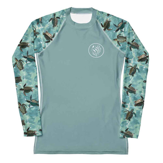 Salinity Swimwear Oceanic Sea Turtle Women's Rash Guard Solid Rash Guard