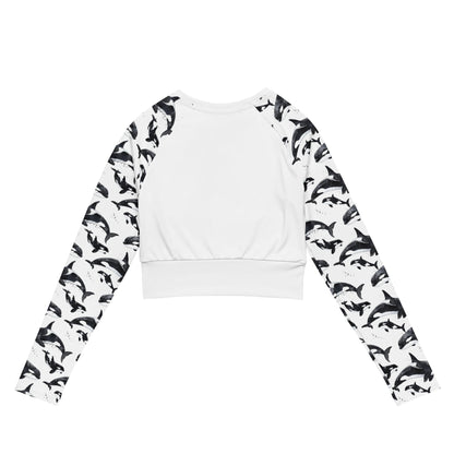 Salinity Swimwear Orca Pod Long Sleeve Eco Cropped Rash Guard Solid Cropped Rash Guard