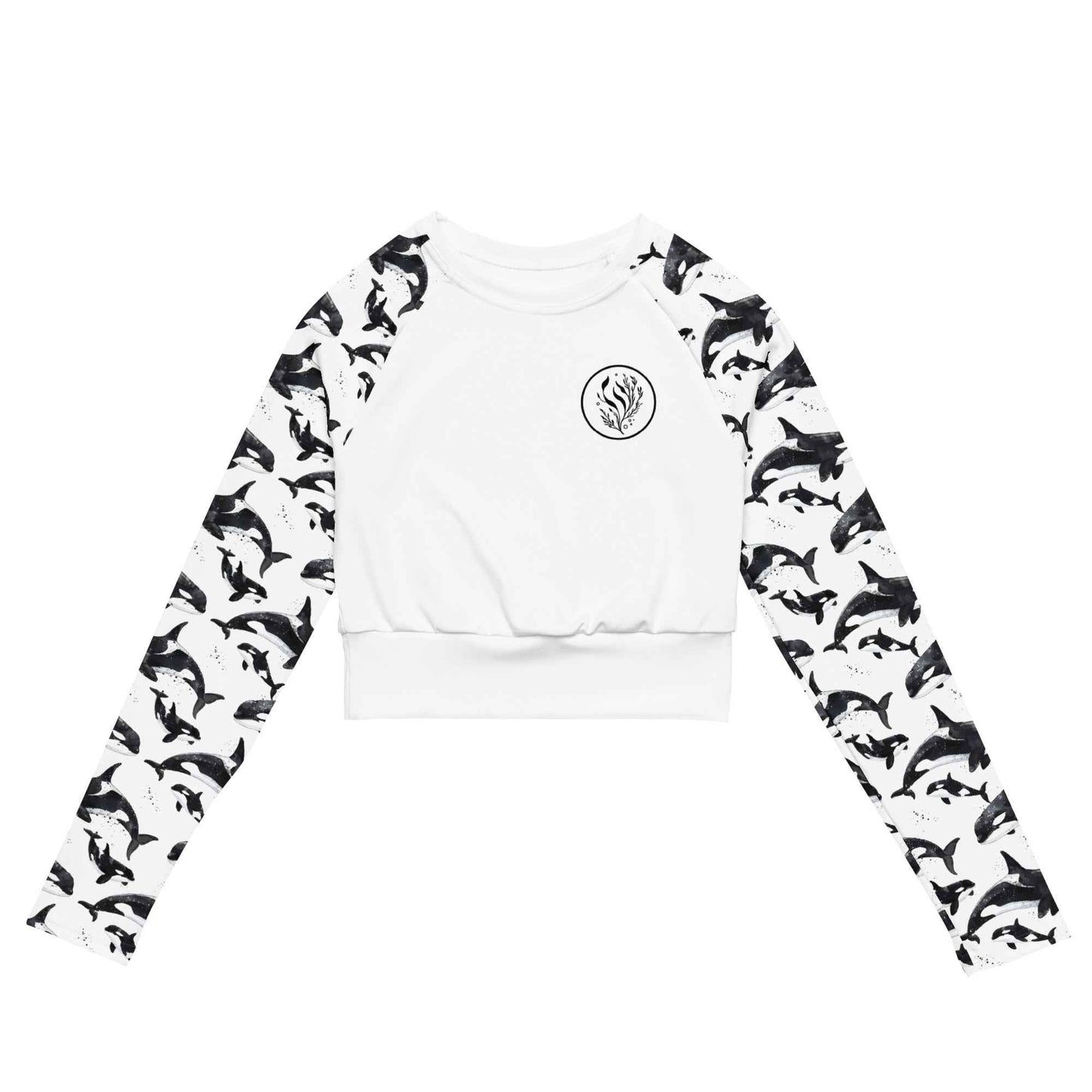 Salinity Swimwear Orca Pod Long Sleeve Eco Cropped Rash Guard Solid Cropped Rash Guard