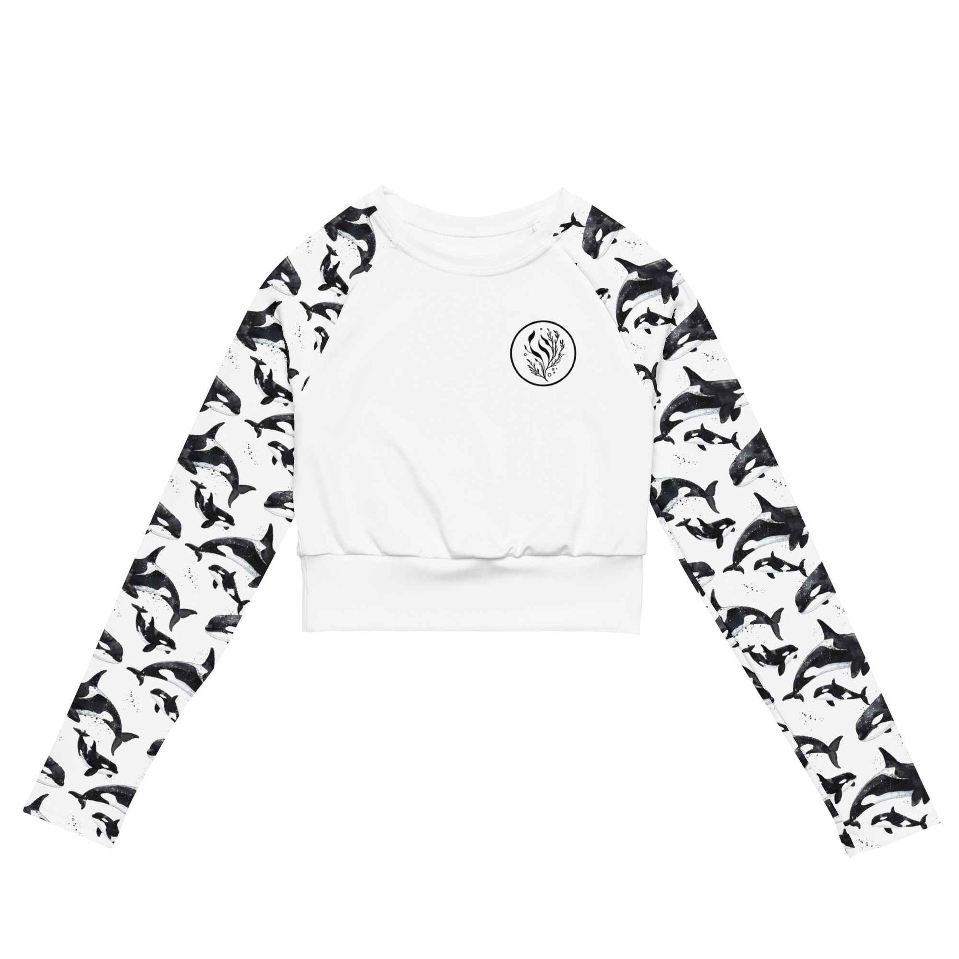 Salinity Swimwear Orca Pod Long Sleeve Eco Cropped Rash Guard Solid Cropped Rash Guard