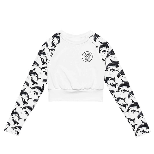 Salinity Swimwear Orca Pod Long Sleeve Eco Cropped Rash Guard Solid Cropped Rash Guard