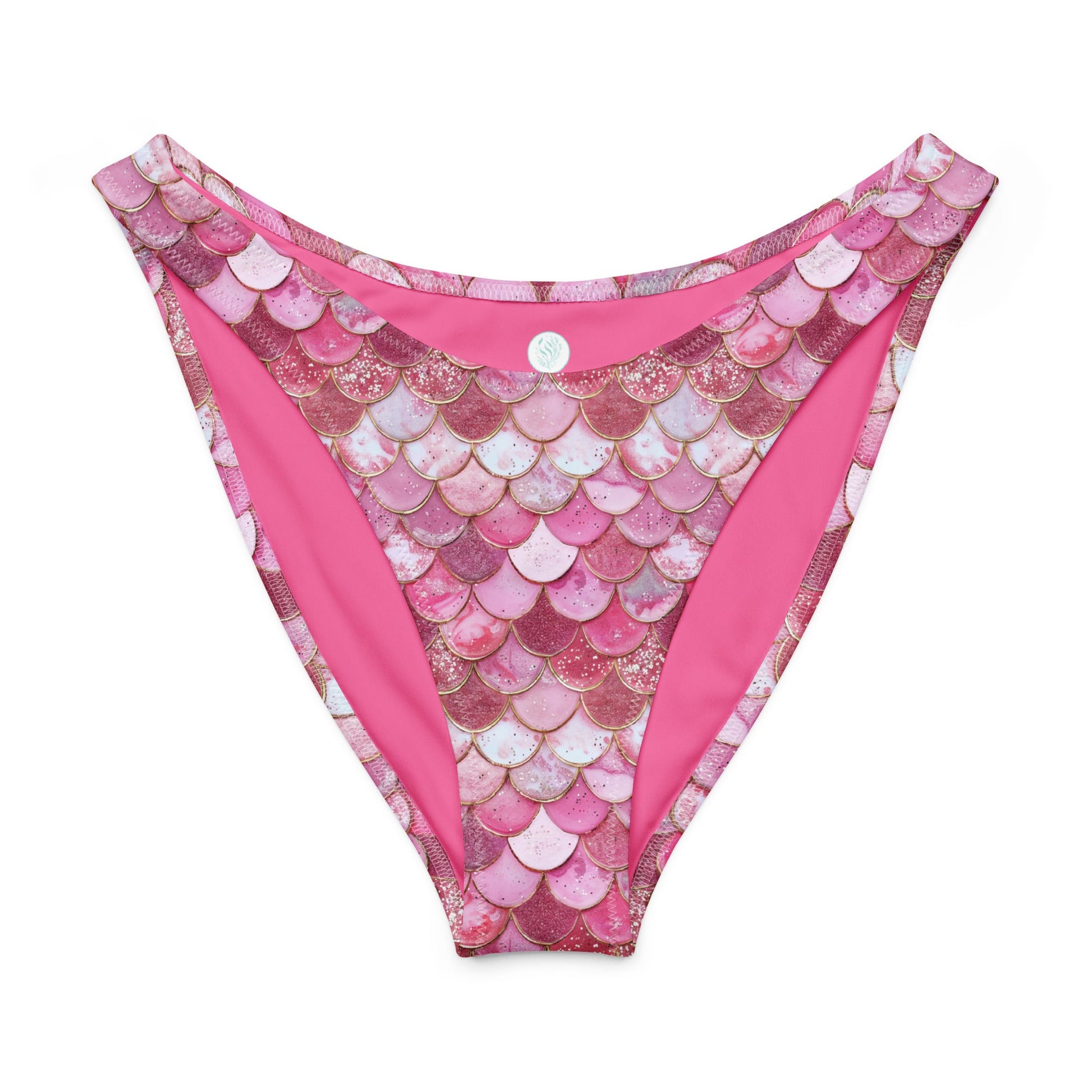 Salinity Swimwear Pink Pearl Mermaid Eco High - Leg Cheeky Bikini Bottom Bikini Bottom