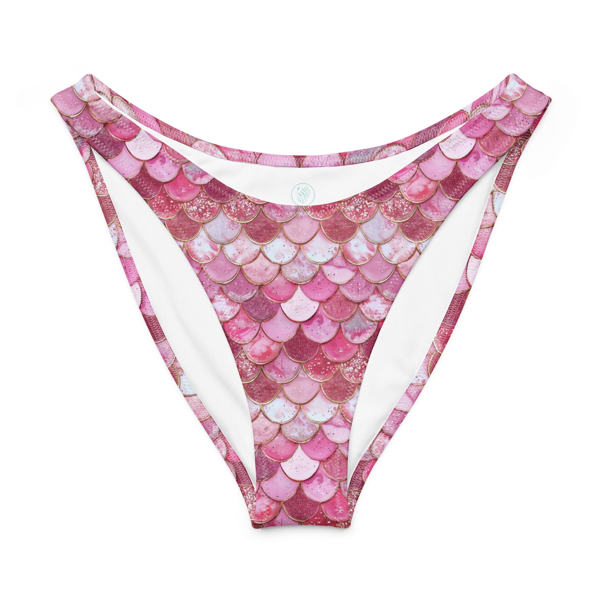 Salinity Swimwear Pink Pearl Mermaid Eco High - Leg Cheeky Bikini Bottom Bikini Bottom