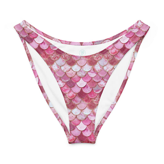Salinity Swimwear Pink Pearl Mermaid Eco High - Leg Cheeky Bikini Bottom Bikini Bottom