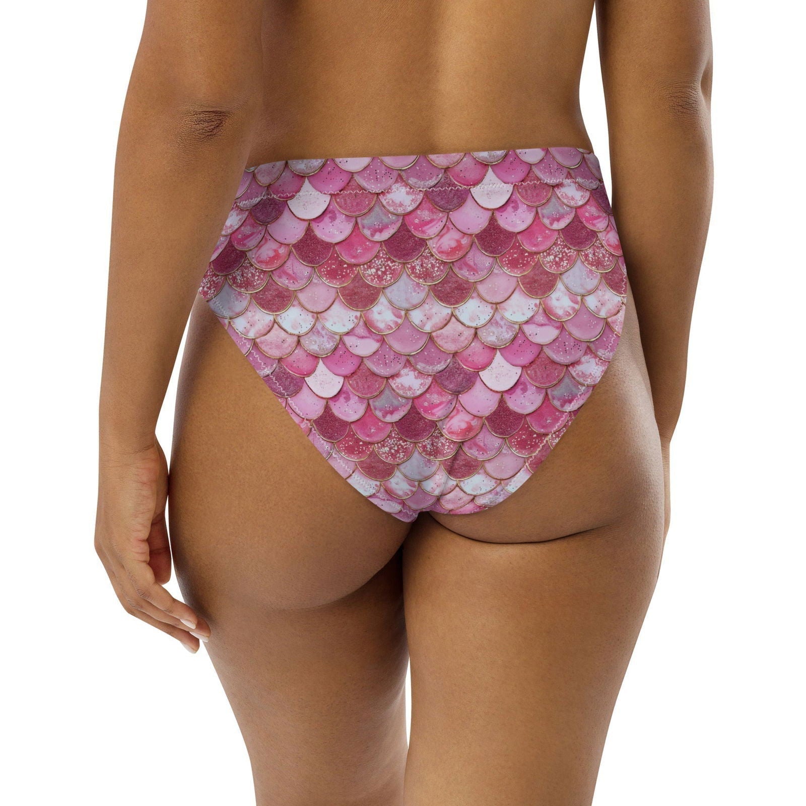 Pink Pearl Mermaid Eco High-Waisted Bikini Bottom - Salinity Swimwear