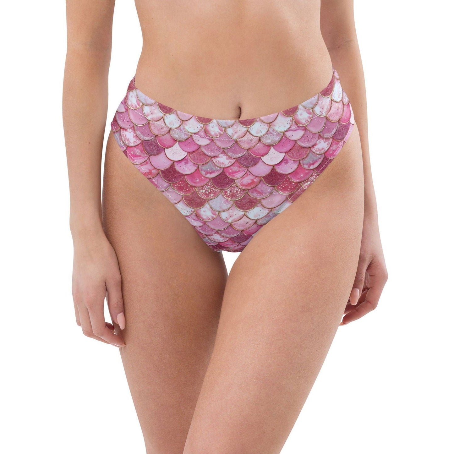 Pink Pearl Mermaid Eco High-Waisted Bikini Bottom - Salinity Swimwear
