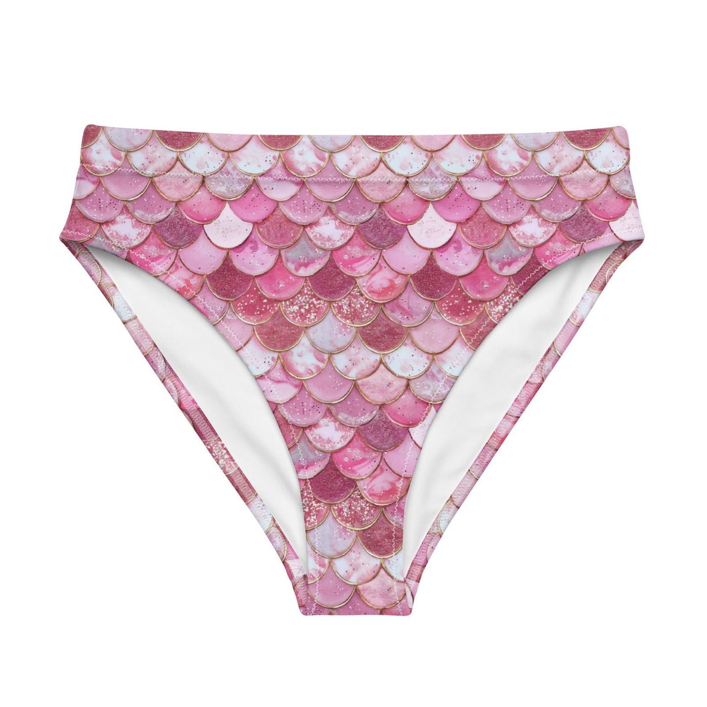 Pink Pearl Mermaid Eco High-Waisted Bikini Bottom - Salinity Swimwear