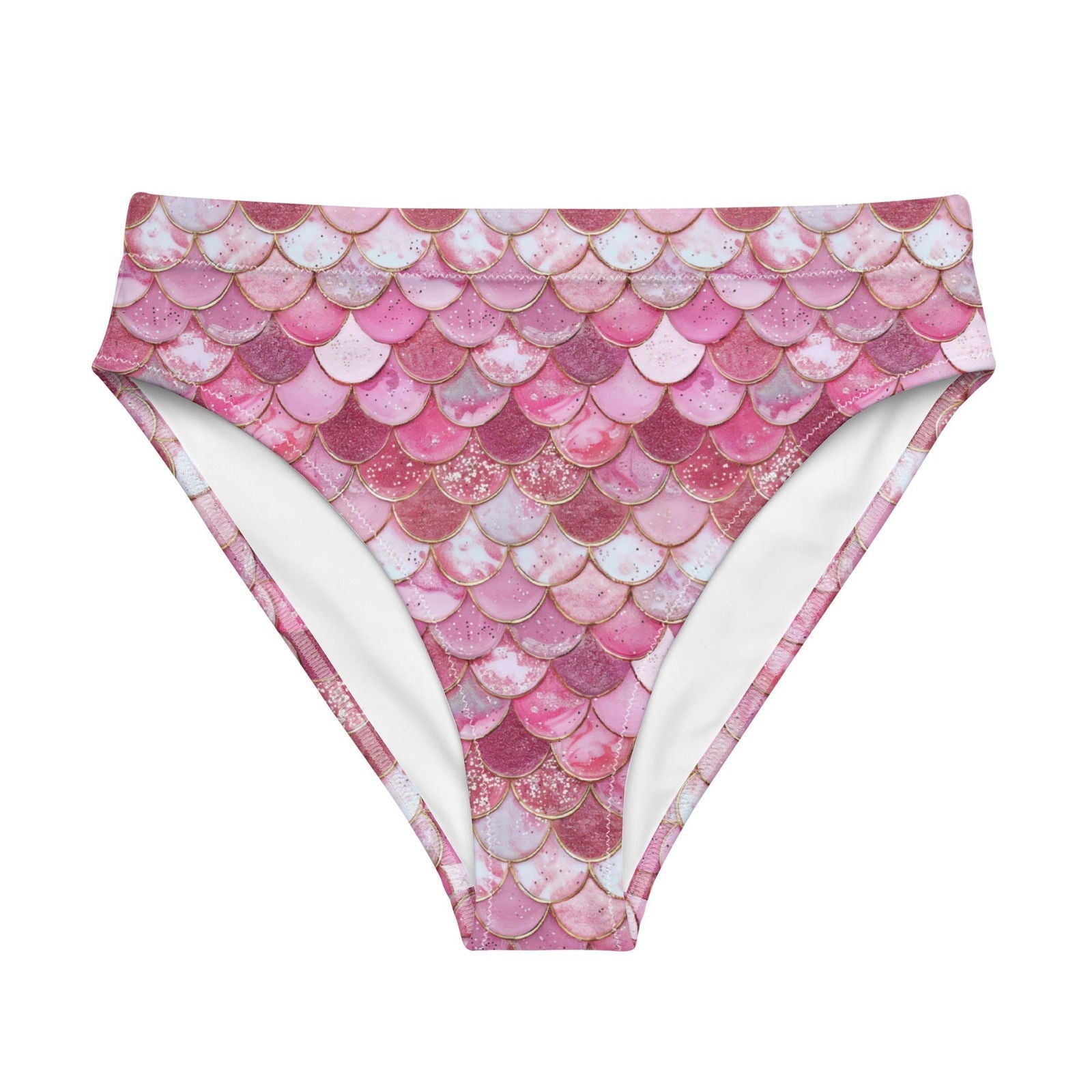 Pink Pearl Mermaid Eco High-Waisted Bikini Bottom - Salinity Swimwear
