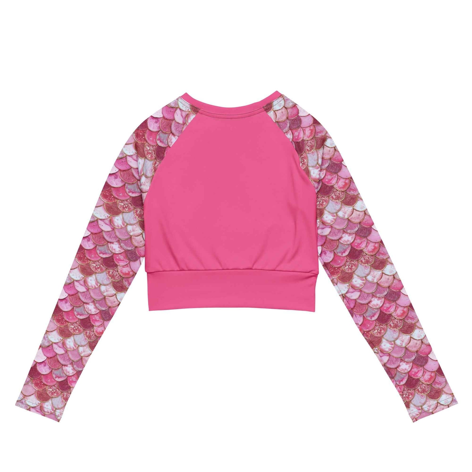 Salinity Swimwear Pink Pearl Mermaid Long Sleeve Eco Cropped Rash Guard Solid Cropped Rash Guard