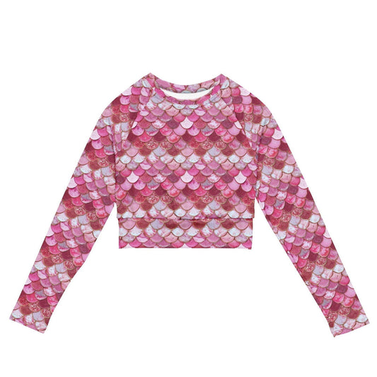 Pink Pearl Mermaid Long Sleeve Eco Cropped Rash Guard - Salinity Swimwear