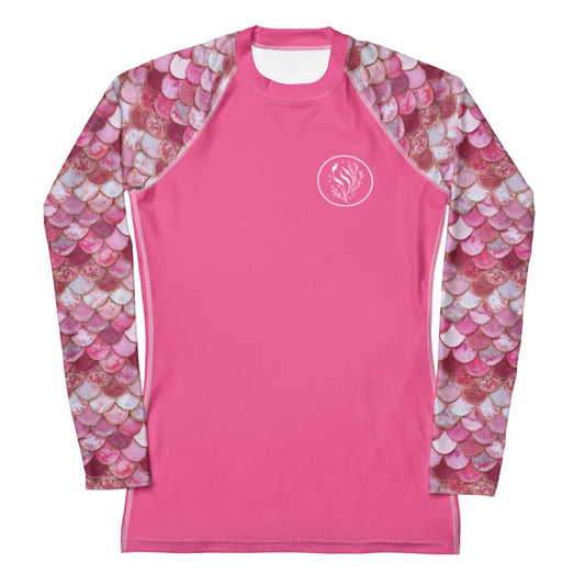 Salinity Swimwear Pink Pearl Mermaid Women's Rash Guard Solid Rash Guard