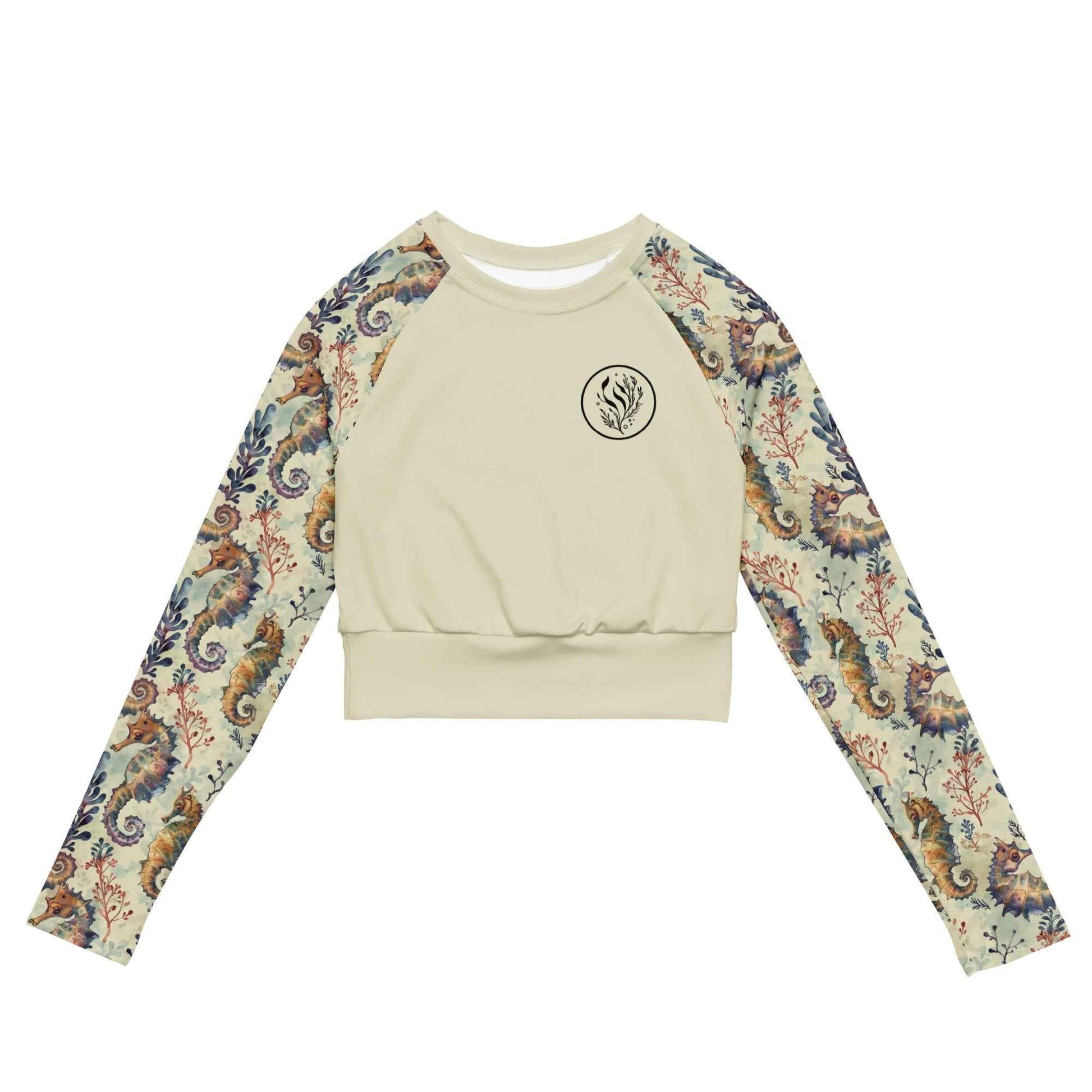 Salinity Swimwear Seahorse Haven Long Sleeve Eco Cropped Rash Guard Solid Cropped Rash Guard