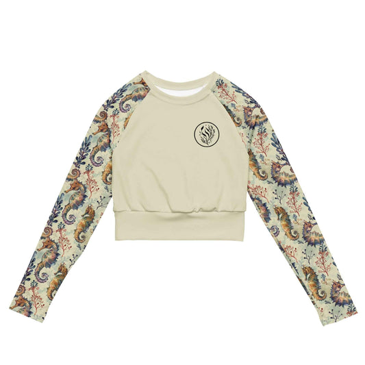 Salinity Swimwear Seahorse Haven Long Sleeve Eco Cropped Rash Guard Solid Cropped Rash Guard