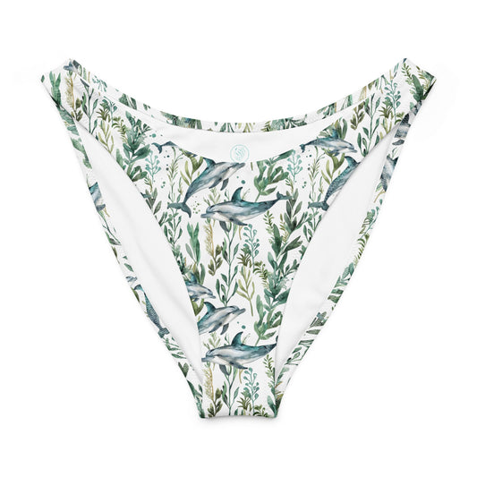 Salinity Swimwear Seascape Dolphin Eco High - Leg Cheeky Bikini Bottom Bikini Bottom