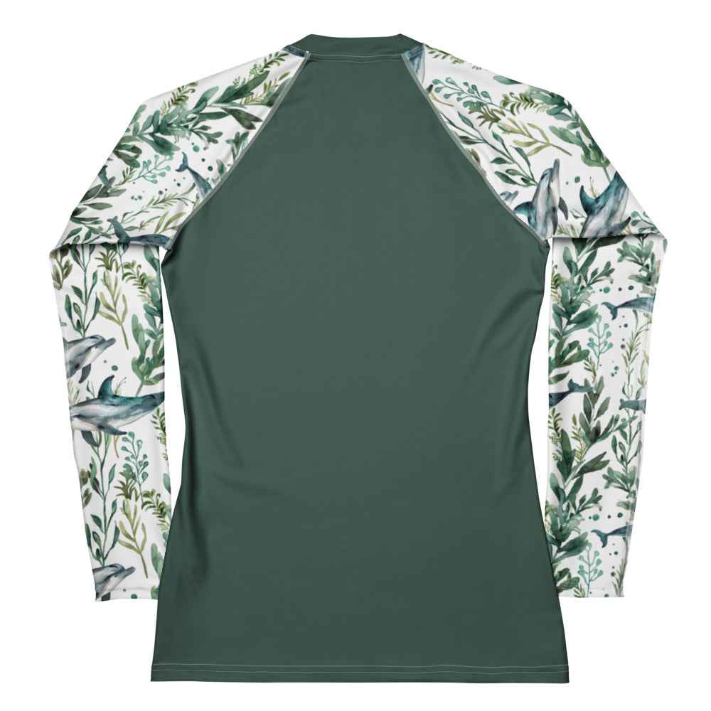 Salinity Swimwear Seascape Dolphin Women's Rash Guard Solid Rash Guard