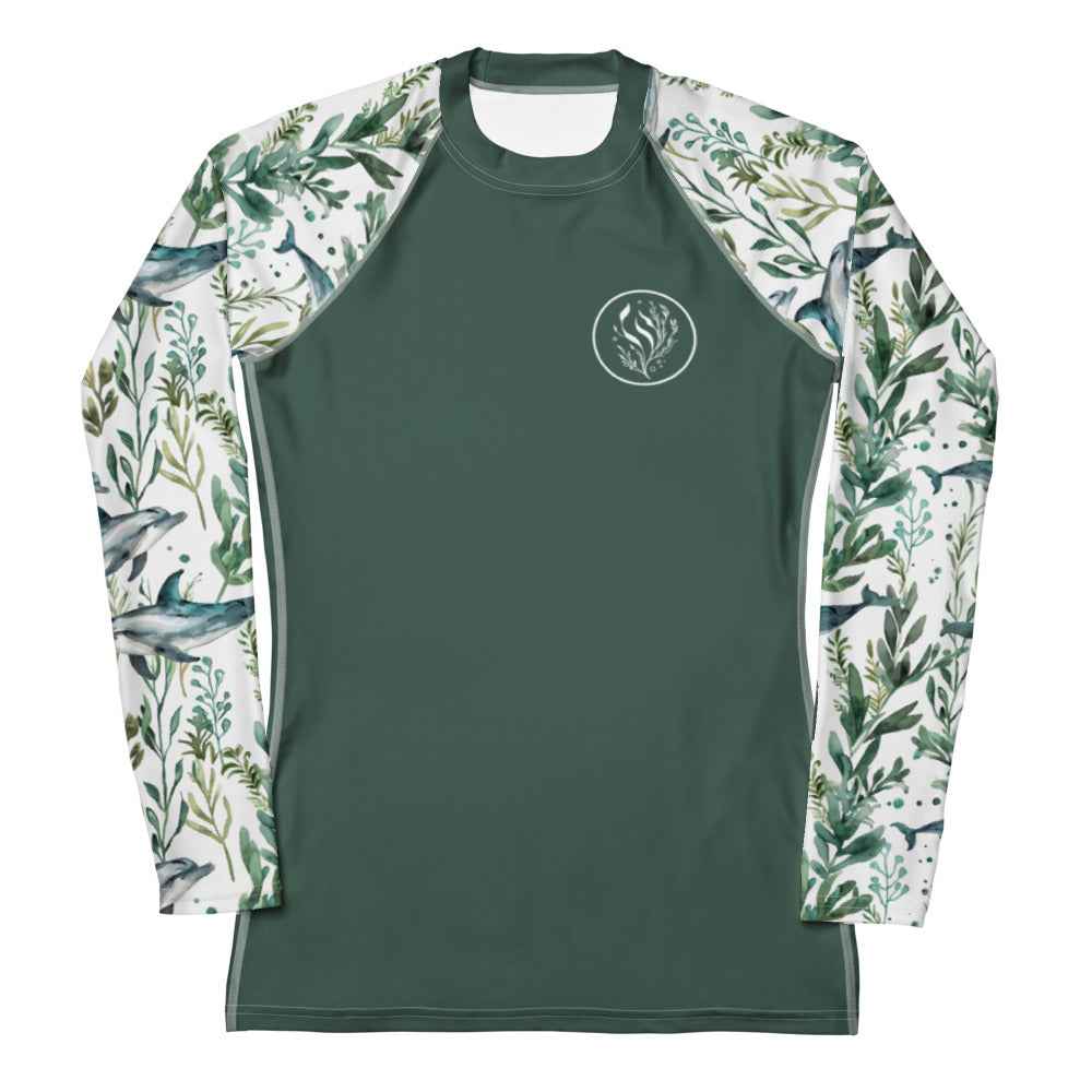 Salinity Swimwear Seascape Dolphin Women's Rash Guard Solid Rash Guard