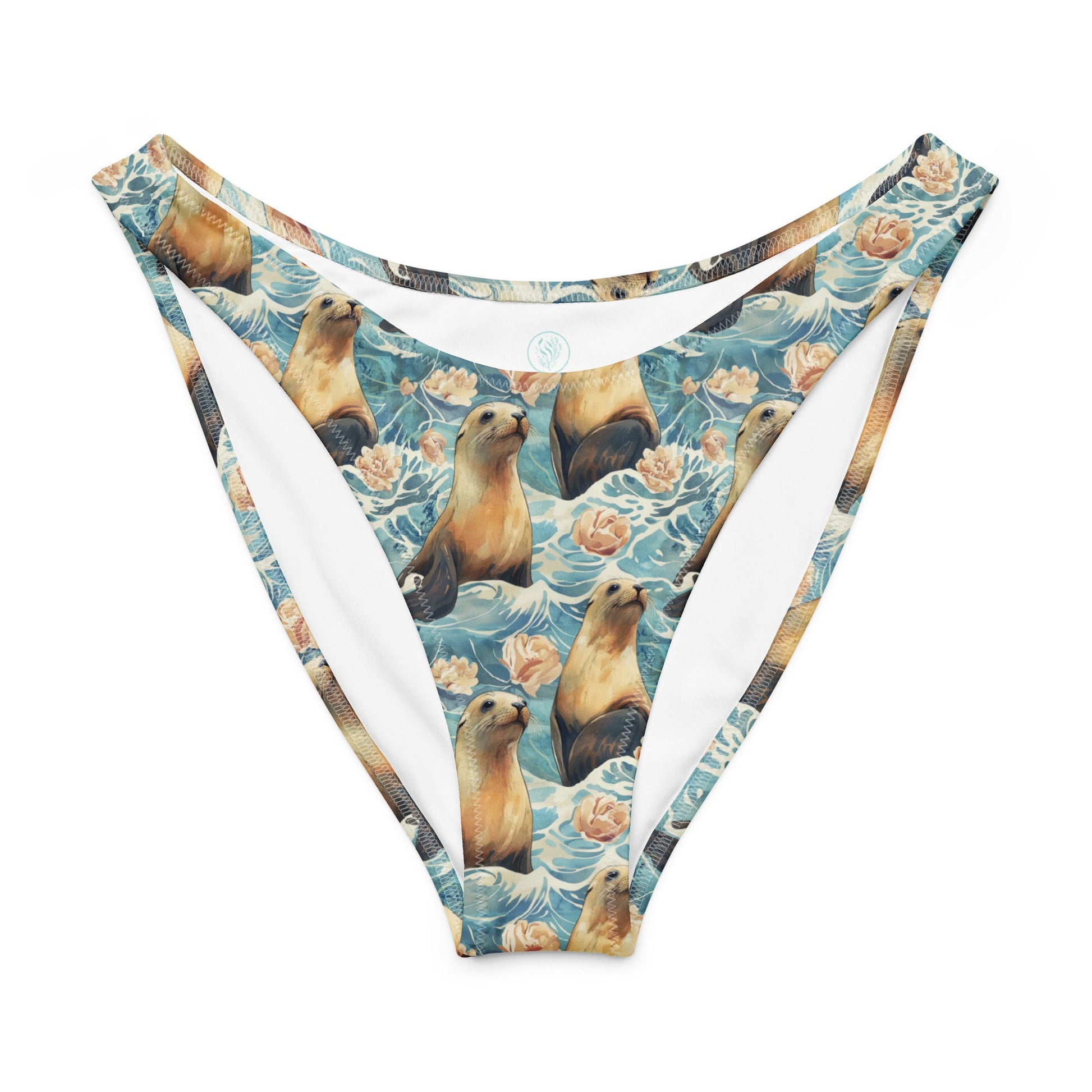 Salinity Swimwear Seaside Sea Lion Eco High - Leg Cheeky Bikini Bottom Bikini Bottom