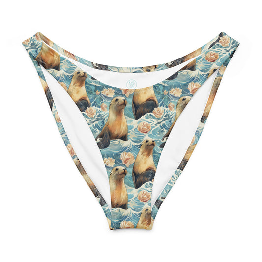 Salinity Swimwear Seaside Sea Lion Eco High - Leg Cheeky Bikini Bottom Bikini Bottom